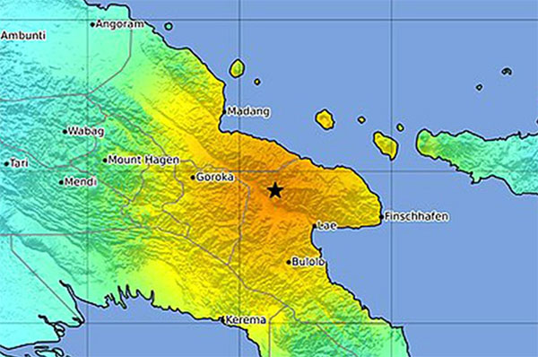 පැපුවා නිව් ගිනියාවේ රික්ටර් මාපකයේ ඒකක 6.5 ක ප්‍රබල භූ කම්පනයක්