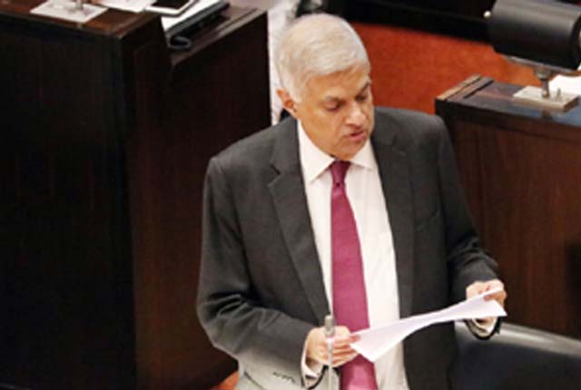 President Ranil Wickremesinghe in parliament